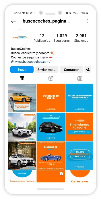 Nueva identidad de Buscocoches en redes sociales