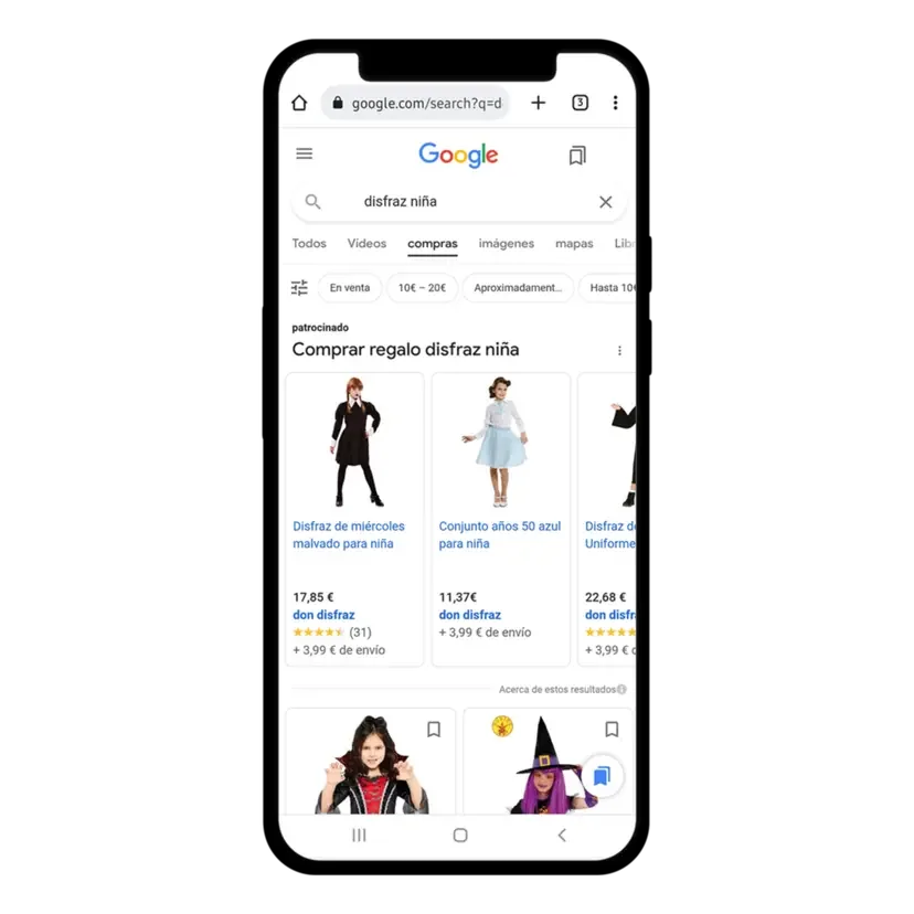 Resultados de búsqueda de Don Disfraz en Google