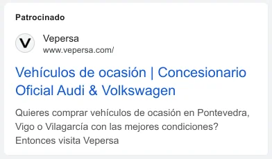 Anuncio de búsqueda de Vepersa