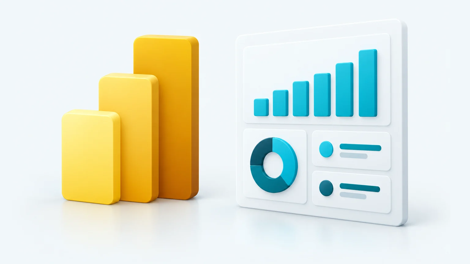 Logotipo de Power BI junto a un informe de Business Intelligence